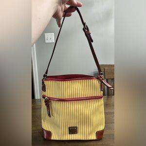 Dooney & Bourke Yellow and White Striped Shoulder Bag